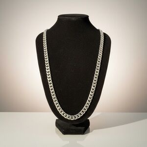 SOLID 925 STERLING SILVER MIAMI CUBAN 24” LONG 7MM WIDE 3MM THICK NECKLACE CHAIN